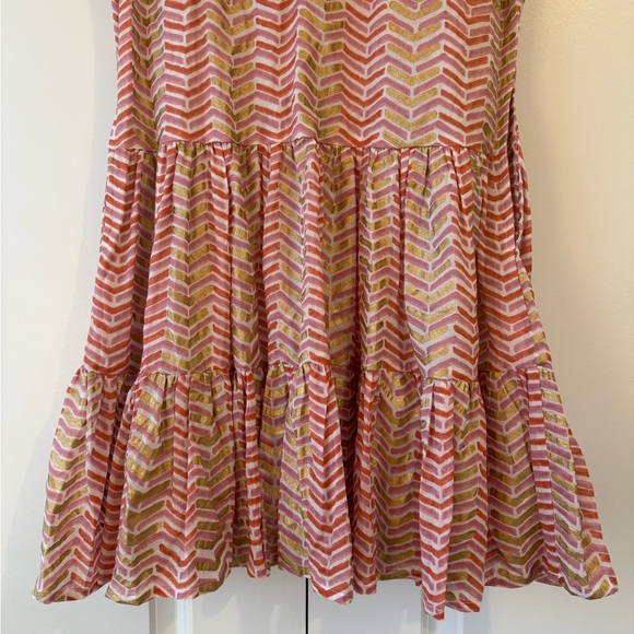 Tuckernuck Oliphant Women’s Roll Sleeve Dress Pink and Gold Size Large - Picture 6 of 7